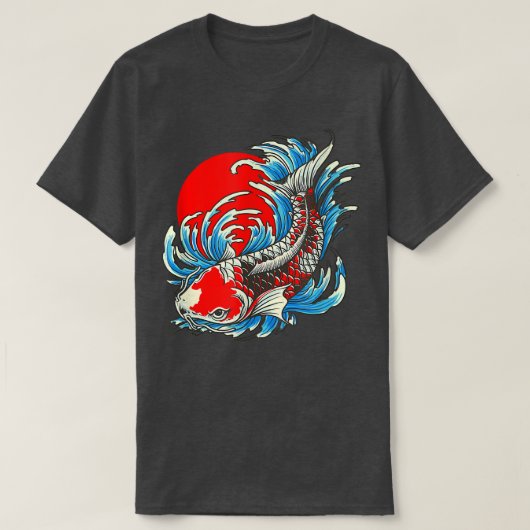 Red Moon Japanse Koi Fish T-shirt (Design voorkant)