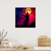 Red Moon Shadow Woman Mystery Design Poster (Keuken)