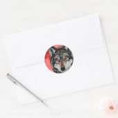 Red Moon Wolf Ronde Sticker (Envelop)