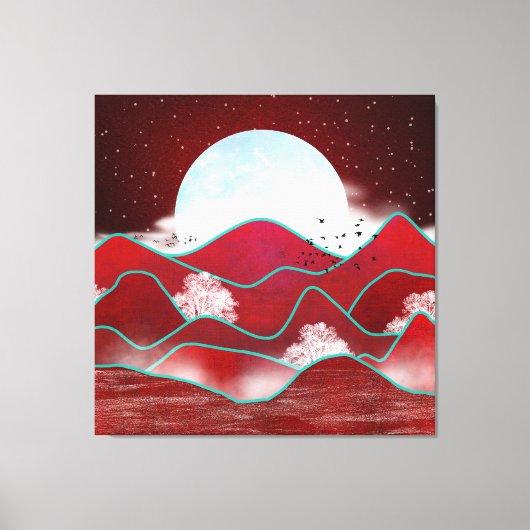 Red Moonrise Canvas Afdruk (Voorkant)