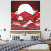 Red Moonrise Canvas Afdruk (Insitu (Slaapkamer))