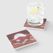 Red Moonrise Stenen Onderzetter (Zijkant)