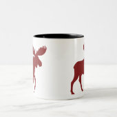Red Moose Silhouette | Country Holiday Wildlife Tweekleurige Koffiemok (Center)
