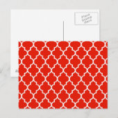 Red Moroccan Quatrefoil Pattern Briefkaart (Voorkant / Achterkant)