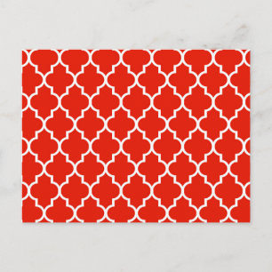 Red Moroccan Quatrefoil Pattern Briefkaart