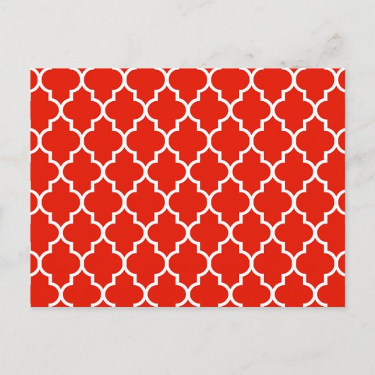 Red Moroccan Quatrefoil Pattern Briefkaart (Voorkant)