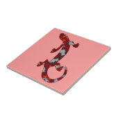 Red Mosaic Pattern Gecko Lizard Reptile Art Tegeltje (Zijkant)