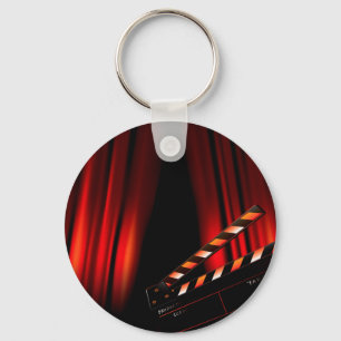 Red Movie Curtain Clapboard Director Sleutelhanger