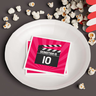 Red Movie Night Clapperboard Kids Verjaardagsfeest Servet