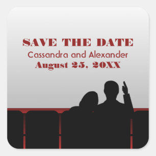 Red Movie Theater Save the Date Stickers