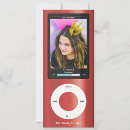 Red MP3 Music Player II Birthday Kaart