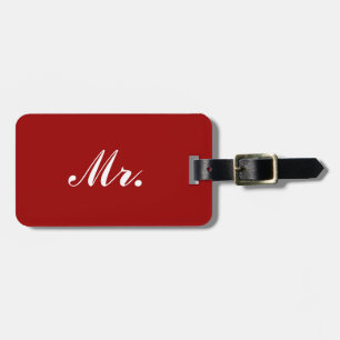 Red Mr. en Mrs. bagagelabel voor hem