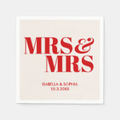 Red Mrs & Mrs bruid gepersonaliseerde bruiloft ser Servet (Voorkant)