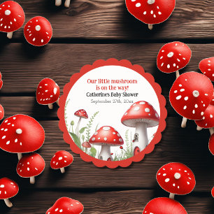 Red Mushroom Fungi Woodland Baby shower Kartonnen Onderzetters