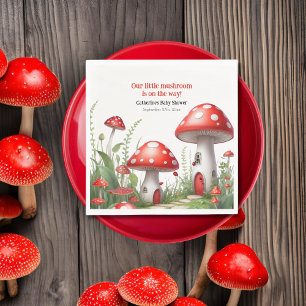 Red Mushroom Fungi Woodland Baby shower Servet