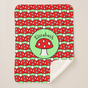 Red Mushroom Sherpa Blanket Deken