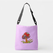 Red Mushroom with light purple background Tote Crossbody Tas (Voorkant)
