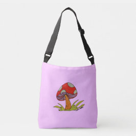 Red Mushroom with light purple background Tote Crossbody Tas