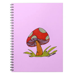 Red Mushroom with purple background Notitieboek