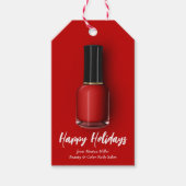 Red Nail Prettige feestdagen Custom Beauty Salon Cadeaulabel (Voorkant)