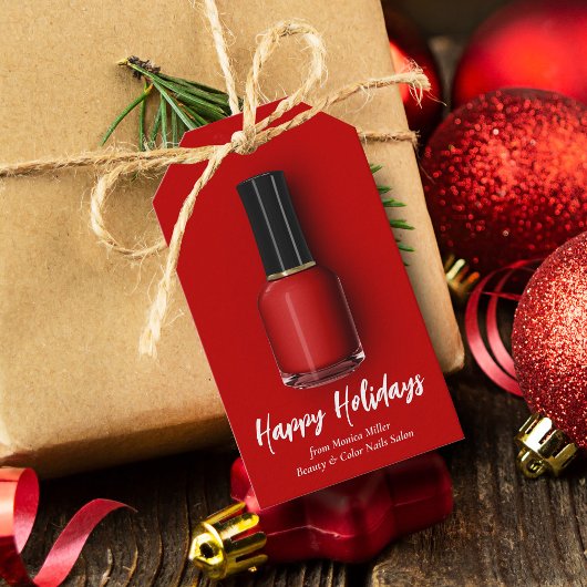 Red Nail Prettige feestdagen Custom Beauty Salon Cadeaulabel