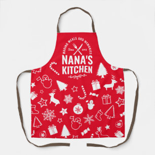 Red Nana Kitchen Grandmas kerstcadeau voor kerstca Schort