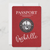 Red Nashville Passport Wedding Kaart (Achterkant)