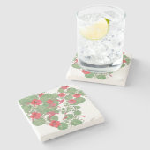 Red Nasturtia | Antiek lithograaf 1896 Stenen Onderzetter (Zijkant)