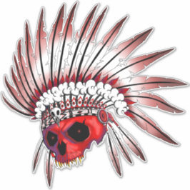 Red Native Amerikaanse schedel kunst Sticker