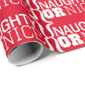 Red Naughty of Nice White Text Wrapping Paper Cadeaupapier (Rol Hoek)