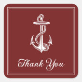 Red Nautical Anchor Dank u Stickers (Voorkant)