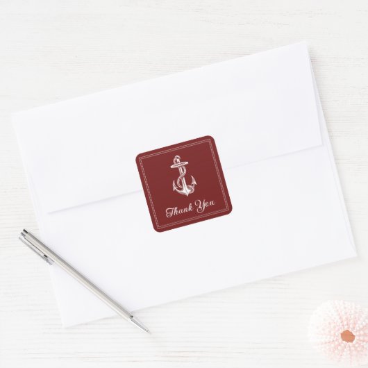 Red Nautical Anchor Dank u Stickers (Envelop)
