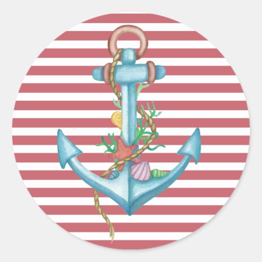 Red Nautical Anchor Sticker (Voorkant)