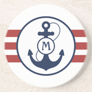 Red Nautical Anchor Zandsteen Onderzetter