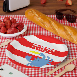 Red Nautical Blue Crab op maat Papieren Bordje