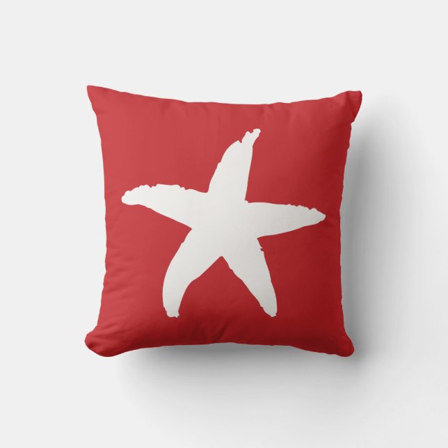 Red Nautical Zee Star Kussen (Voorkant)