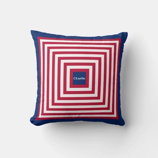 Red Navy Boy's Room Square Pillow Kussen (Voorkant)