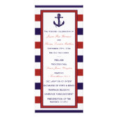 Red & Navy nautisch anker huwelijksprogramma Reclamekaart (Voorkant)