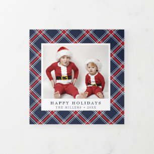 Red Navy Pset-kerstdrievoudig fotokaart Drieluik Wenskaart
