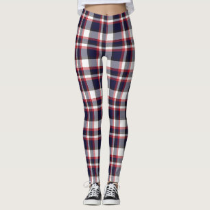 Red Navy Pset Tartan Gecontroleerd Patroon Leggings