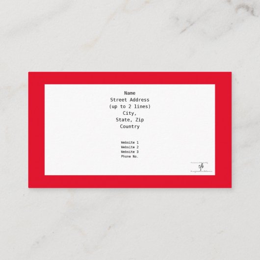 Red Neo-Generic Ik dank u Visitekaartje (Achterkant)