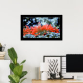 Red Neon Anemone met verffiltereffect Poster (Thuiskantoor)