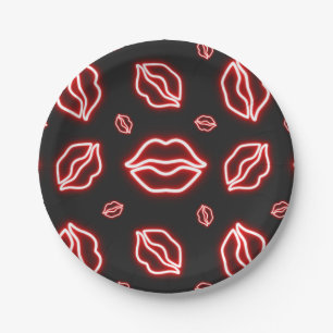 Red Neon Kiss Papieren Bordje