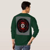 Red Neon Tech Eye: Minimalistische Vector Logo T-shirt (Achterkant volledig)