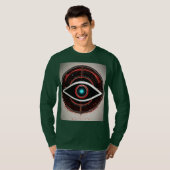 Red Neon Tech Eye: Minimalistische Vector Logo T-shirt (Voorkant volledig)