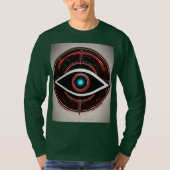 Red Neon Tech Eye: Minimalistische Vector Logo T-shirt (Voorkant)