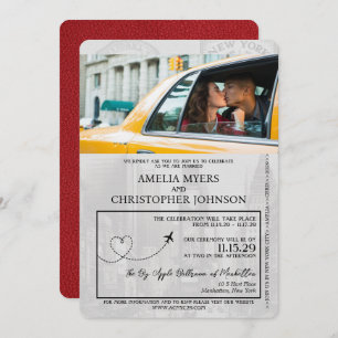 Red New York Passport Wedding Kaart