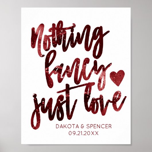 Red Niets Fancy gewoon liefde | Donkere bruiloften Poster (Voorkant)