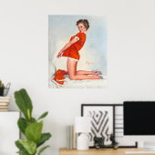 Red Nighty Pin Up Poster (Thuiskantoor)