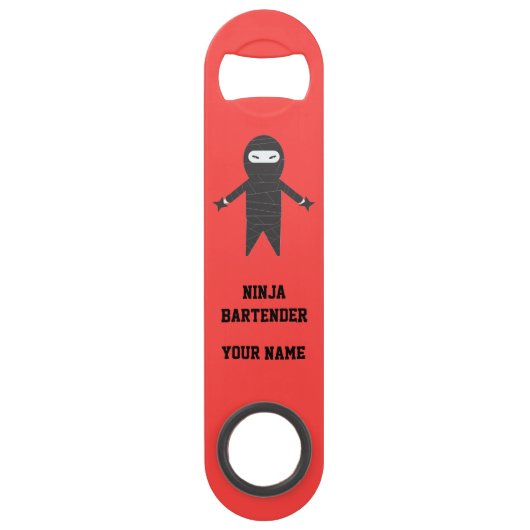 Red Ninja Bartender Aangepaste naam flesopening Speed Flessenopener (Achterkant)